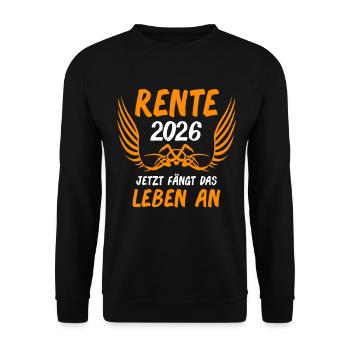 Rente 2026 Ruhestand Rentner Rentnerin - Unisex Pullover - Schwarz - Vorne - Alina (178cm) & Michal (187cm)