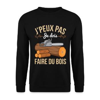 J'Peux Pas Je Dois Faire du Bois Forester Humour - Sweat-shirt Unisexe - noir - Devant - Alina (178cm) & Michal (187cm)