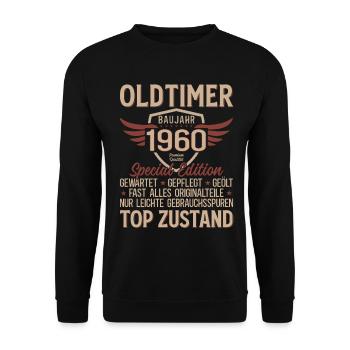 Chemise pour son 66e anniversaire – Vintage rétro des années 1960 - Sweat-shirt Unisexe - noir - Devant - Alina (178cm) & Michal (187cm)
