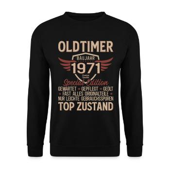 Chemise du 55e anniversaire – Vintage 1971 Vintage Rétro - Sweat-shirt Unisexe - noir - Devant - Alina (178cm) & Michal (187cm)