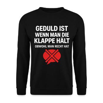Geduld Definition - Unisex Pullover - Schwarz - Vorne - Alina (178cm) & Michal (187cm)