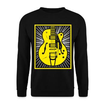 Retro-Gitarren-Silhouette - Unisex Pullover - Schwarz - Vorne - Alina (178cm) & Michal (187cm)