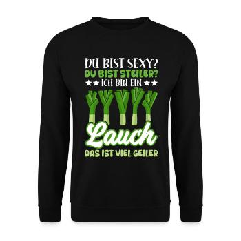 Gym DU BIST SEXY DU BIST STEILER BIN EIN LAUCH - Unisex Pullover - Schwarz - Vorne - Alina (178cm) & Michal (187cm)