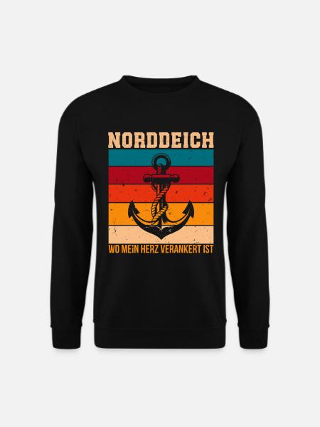 NORDDEICH WO MEIN HERZ VERANKERT IST Lustig - Unisex Pullover - Schwarz