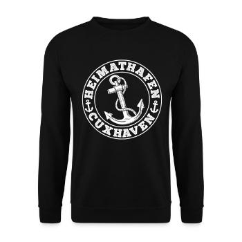 Nordsee HEIMATHAFEN CUXHAVEN Urlaub Lustig - Unisex Pullover - Schwarz - Vorne - Alina (178cm) & Michal (187cm)