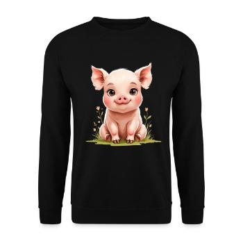 Cute Piglet in Watercolor Style - Unisex Sweatshirt - black - Front - Alina (178cm) & Michal (187cm)