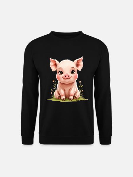 Niedliches Ferkel im Aquarellstil - Unisex Pullover - Schwarz