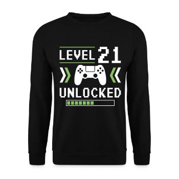 21. Geburtstag Level 21 unlocked - Unisex Pullover - Schwarz - Vorne - Alina (178cm) & Michal (187cm)