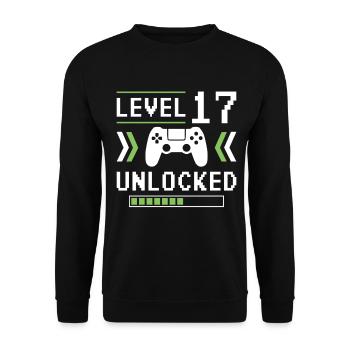 17th Birthday Level 17 unlocked - Unisex Sweatshirt - black - Front - Alina (178cm) & Michal (187cm)