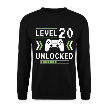 20th Birthday Level 20 unlocked - Unisex Sweatshirt - black - Front - Alina (178cm) & Michal (187cm)