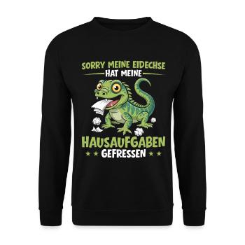 Eidechse hat meine Hausaufgaben gefressen Schüler - Unisex Pullover - Schwarz - Vorne - Alina (178cm) & Michal (187cm)