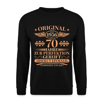 70th Birthday Living Legend since 1956 - Unisex Sweatshirt - black - Front - Alina (178cm) & Michal (187cm)
