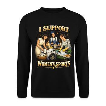 I Support Women's Sports Unwearable Bootleg - Unisex Sweatshirt - black - Front - Alina (178cm) & Michal (187cm)