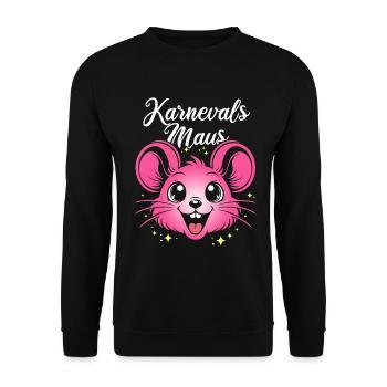 Karnevals Maus | Big Face Kostüm Verkleidung - Unisex Pullover - Schwarz - Vorne - Alina (178cm) & Michal (187cm)