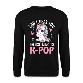 Je ne t’entends pas en écoutant de la K Pop - Sweat-shirt Unisexe - noir - Devant - Alina (178cm) & Michal (187cm)