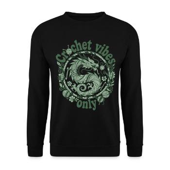 Crochet Vibes : Dragon Crochet Juste pour - Sweat-shirt Unisexe - noir - Devant - Alina (178cm) & Michal (187cm)