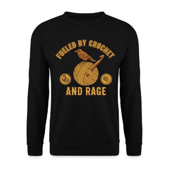 Fueled By Crochet And Rage Funny Crochet Lover - Unisex Sweatshirt - black - Front - Alina (178cm) & Michal (187cm)