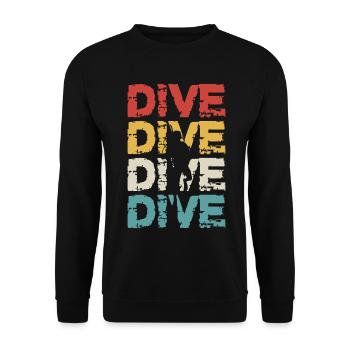 Retro Vintage Taucher Design - Unisex Pullover - Schwarz - Vorne - Alina (178cm) & Michal (187cm)