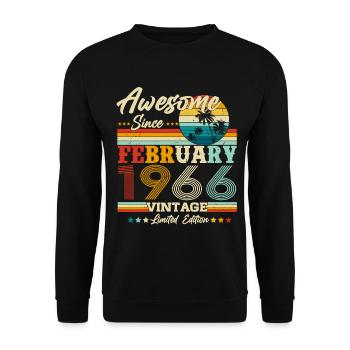 Vintage février 1966 Vintage Rétro Anniversaire - Sweat-shirt Unisexe - noir - Devant - Alina (178cm) & Michal (187cm)