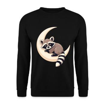 Mondraccoon auf der Sichel - Unisex Pullover - Schwarz - Vorne - Alina (178cm) & Michal (187cm)