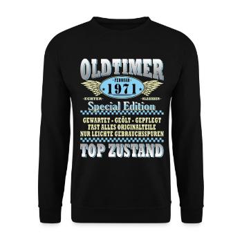 Cadeau d’anniversaire original de février 1971 - Sweat-shirt Unisexe - noir - Devant - Alina (178cm) & Michal (187cm)