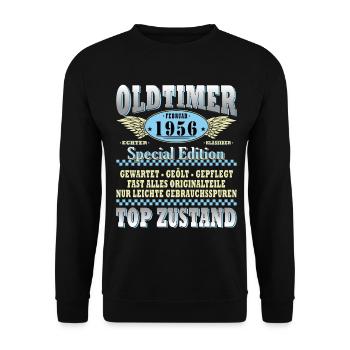 Voiture classique Février 1956 Homme 70e anniversaire - Sweat-shirt Unisexe - noir - Devant - Alina (178cm) & Michal (187cm)
