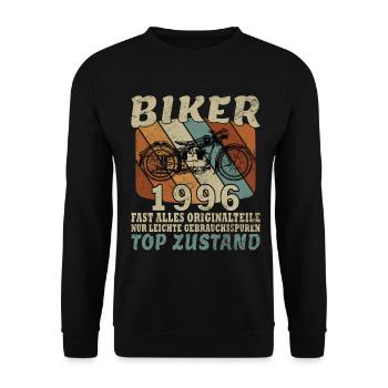 1996 Jubiläum Motorrad Biker Jahrgang - Unisex Pullover - Schwarz - Vorne - Alina (178cm) & Michal (187cm)