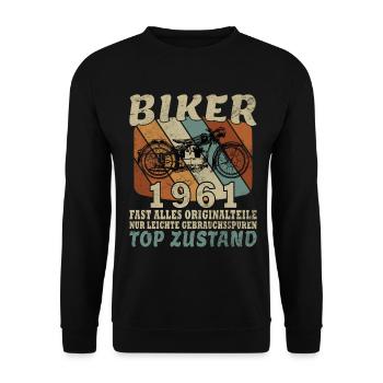 1961 Anniversary Motorcycle Biker Vintage 65 Years - Unisex Sweatshirt - black - Front - Alina (178cm) & Michal (187cm)