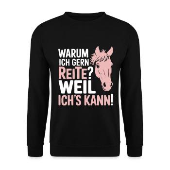 Reiterin Spruch Reiten - Unisex Pullover - Schwarz - Vorne - Alina (178cm) & Michal (187cm)