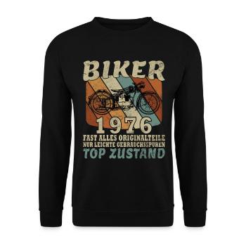 1976 Vintage Man Myth Legend Motorcycle - Unisex Sweatshirt - black - Front - Alina (178cm) & Michal (187cm)