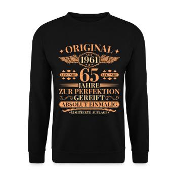 65th Birthday Living Legend since 1961 - Unisex Sweatshirt - black - Front - Alina (178cm) & Michal (187cm)