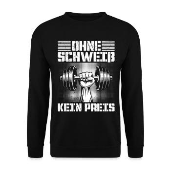 Gewichtheber OHNE SCHWEISS KEIN PREIS Lustiges - Unisex Pullover - Schwarz - Vorne - Alina (178cm) & Michal (187cm)