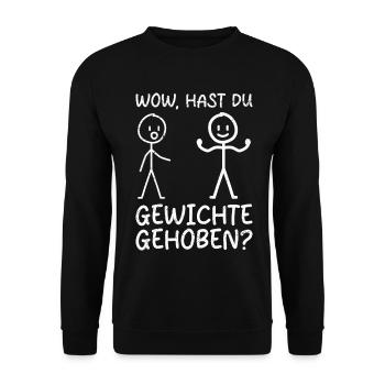 Stick Figure DID YOU LIFT WEIGHTS Funny - Unisex Sweatshirt - black - Front - Alina (178cm) & Michal (187cm)