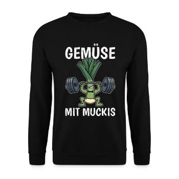 Gewichtheber GEMÜSE MIT MUCKIS Lustiges - Unisex Pullover - Schwarz - Vorne - Alina (178cm) & Michal (187cm)