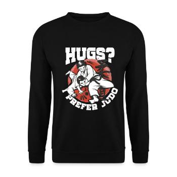 Judo Kampfsport Hugs? I Prefer Judo - Unisex Pullover - Schwarz - Vorne - Alina (178cm) & Michal (187cm)