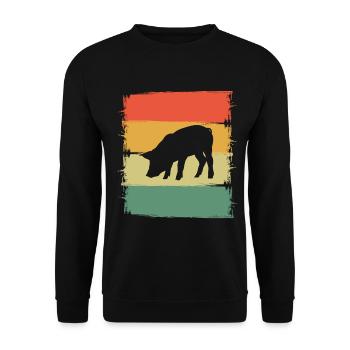Schwein - Unisex Pullover - Schwarz - Vorne - Alina (178cm) & Michal (187cm)