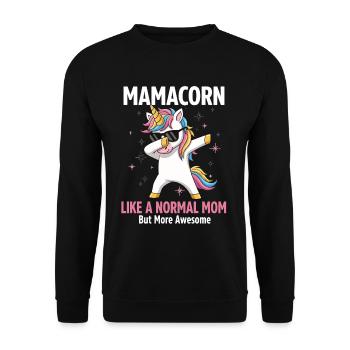 Mamacorn – La Maman Licorne Cool - Sweat-shirt Unisexe - noir - Devant - Alina (178cm) & Michal (187cm)