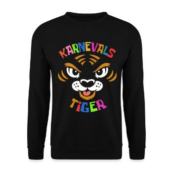 Karnevals Tiger | buntes Faschings Kostüm - Unisex Pullover - Schwarz - Vorne - Alina (178cm) & Michal (187cm)