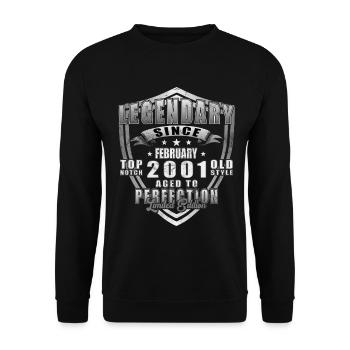 Jahrgang Februar 2001 Retro Februar 2001 Geschenk - Unisex Pullover - Schwarz - Vorne - Alina (178cm) & Michal (187cm)