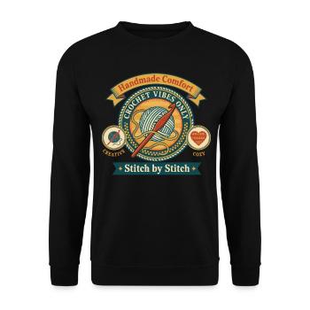 Handmade Comfort Crochet Vibes Only Stitch By - Unisex Sweatshirt - black - Front - Alina (178cm) & Michal (187cm)