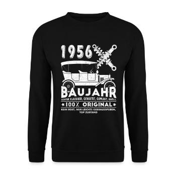 1956 Year of birth - Unisex Sweatshirt - black - Front - Alina (178cm) & Michal (187cm)