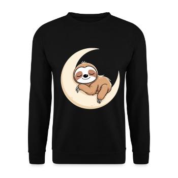 Moon Sleep Sloth - Unisex Sweatshirt - black - Front - Alina (178cm) & Michal (187cm)