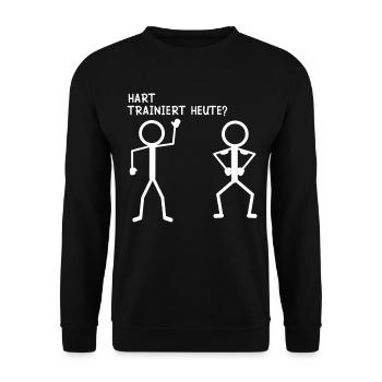 Strichmännchen HART TRAINIERT HEUTE Lustiges - Unisex Pullover - Schwarz - Vorne - Alina (178cm) & Michal (187cm)