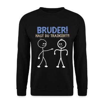 Strichmännchen HAST DU TRAINIERT LUSTIG - Unisex Pullover - Schwarz - Vorne - Alina (178cm) & Michal (187cm)