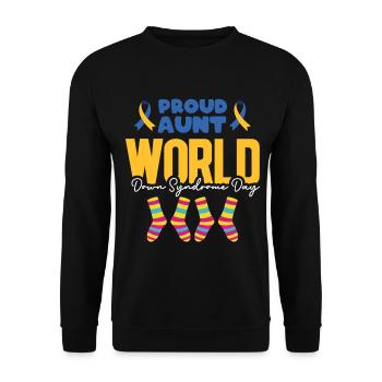 Proud Aunt World Down-Syndrom-Tag Sockendesign - Unisex Pullover - Schwarz - Vorne - Alina (178cm) & Michal (187cm)