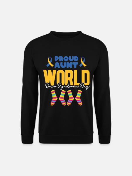 Proud Aunt World Down Syndroom Dag Sokken Ontwerp - Uniseks sweater - zwart