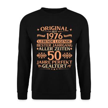 50th Birthday Absolutely Unique 1976 Vintage - Unisex Sweatshirt - black - Front - Alina (178cm) & Michal (187cm)