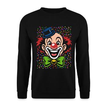 Karnevals Clown | buntes Faschings Kostüm - Unisex Pullover - Schwarz - Vorne - Alina (178cm) & Michal (187cm)