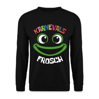 Karnevals Frosch | buntes Faschings Kostüm - Unisex Pullover - Schwarz - Vorne - Alina (178cm) & Michal (187cm)