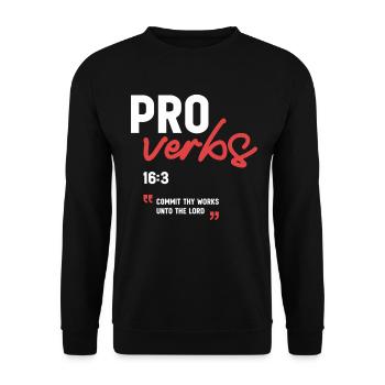 Confie tes œuvres au Seigneur Proverbes 16:3 Bible - Sweat-shirt Unisexe - noir - Devant - Alina (178cm) & Michal (187cm)